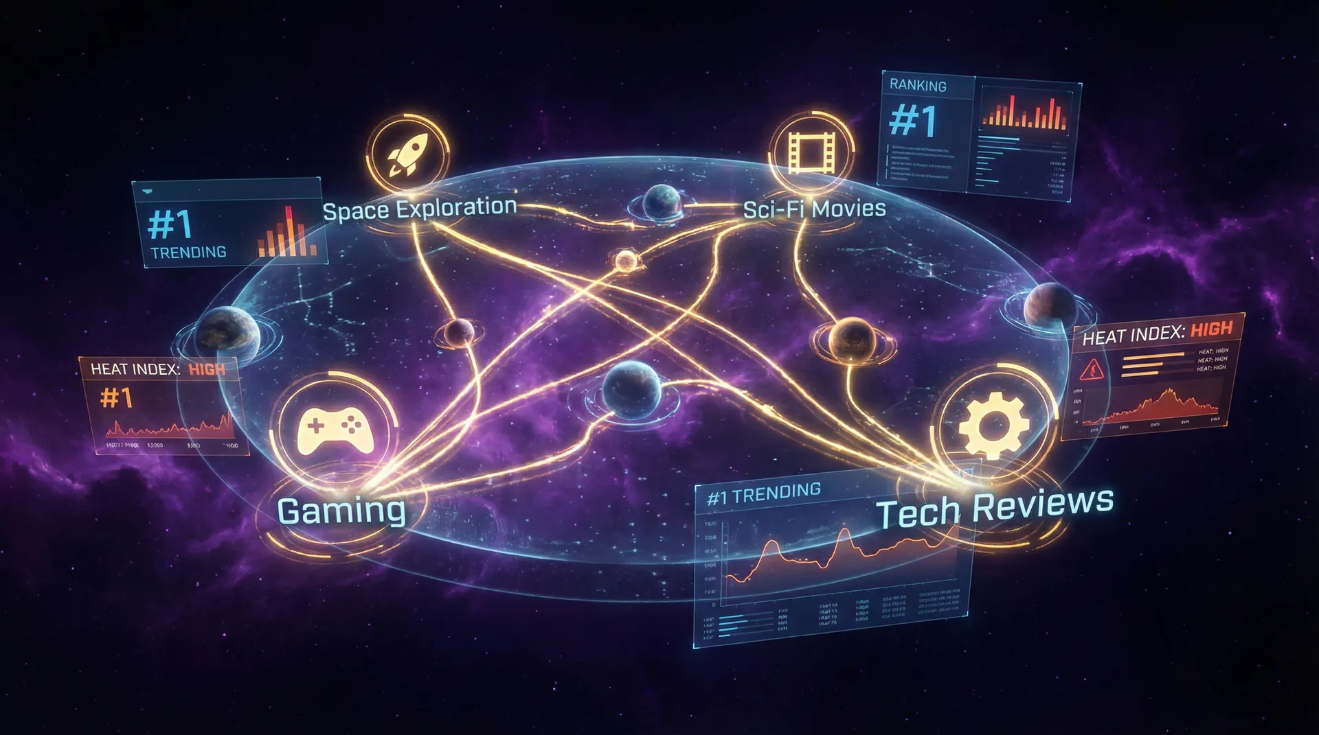 寸止 热门航线星图 - 各分区热度排行