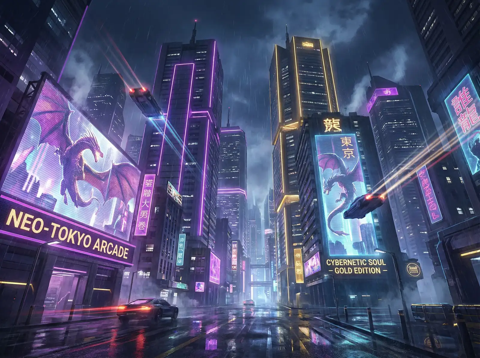 赛博都市夜景 - 霓虹灯下的未来城市